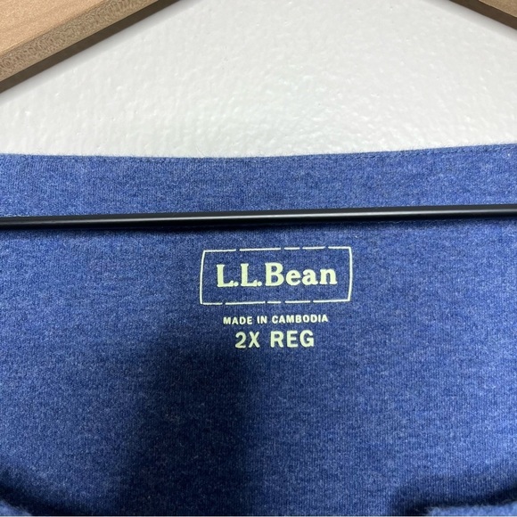 LL Bean Women Plus Size Top 2X Blue 3/4 Sleeve Boatneck Button Casual Split Neck - Picture 3 of 9